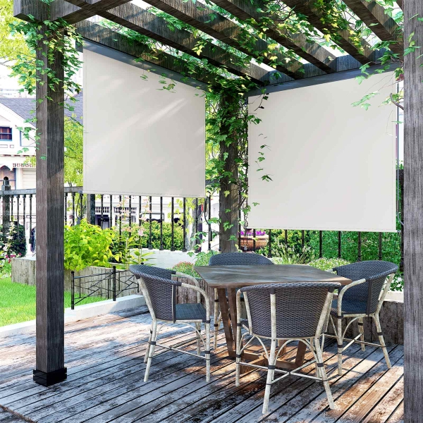 Toldo vertical SONGMICS 2,5 x 1,8 m (C x L) para pátio e sacada com estrutura, proteção externa contra sol e vento, tela de privacidade, bege GSA185M01 - Image 2