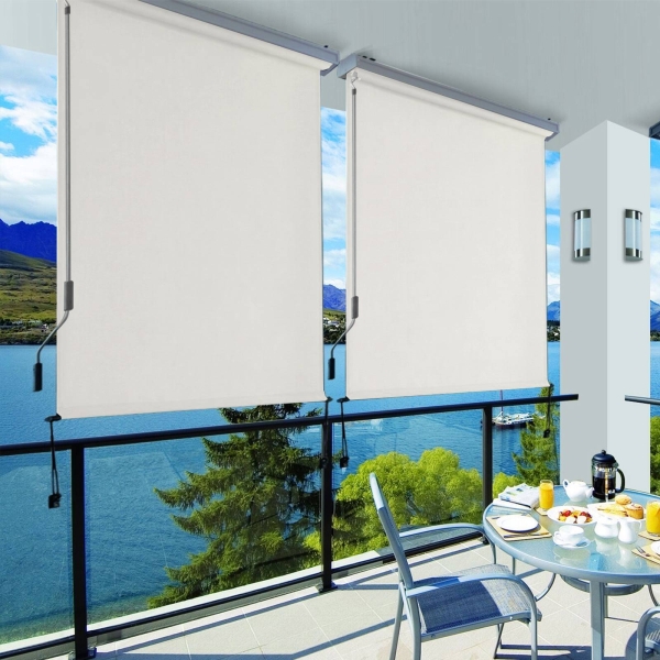 Toldo vertical SONGMICS 2,5 x 1,8 m (C x L) para pátio e sacada com estrutura, proteção externa contra sol e vento, tela de privacidade, bege GSA185M01 - Image 3