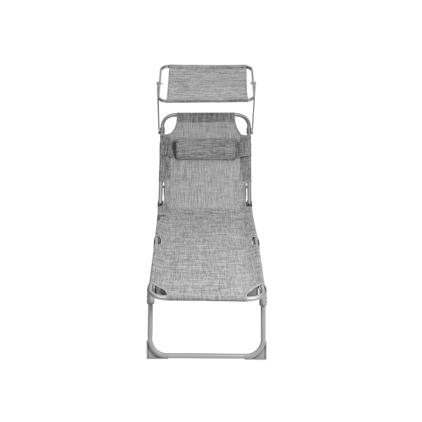 SONGMICS Espreguiçadeira, Cama de Sol, Cadeira de Sol Reclinável, com Apoio de Cabeça, Encosto Ajustável, Guarda-Sol, Leve, Dobrável, 53 x 193 x 29,5 cm, Capacidade de Carga 150 kg, para Jardim, Verde GCB19T - Image 2