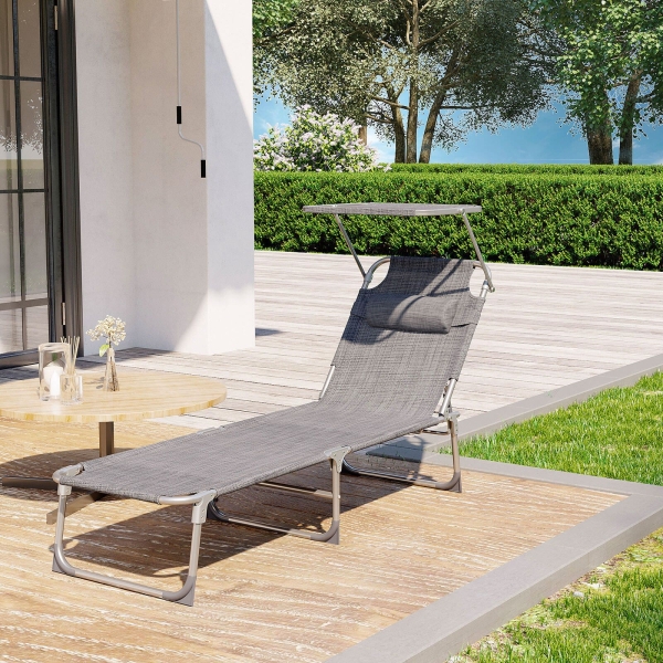 SONGMICS Espreguiçadeira, Cama de Sol, Cadeira de Sol Reclinável, com Apoio de Cabeça, Encosto Ajustável, Guarda-Sol, Leve, Dobrável, 53 x 193 x 29,5 cm, Capacidade de Carga 150 kg, para Jardim, Verde GCB19T - Image 3