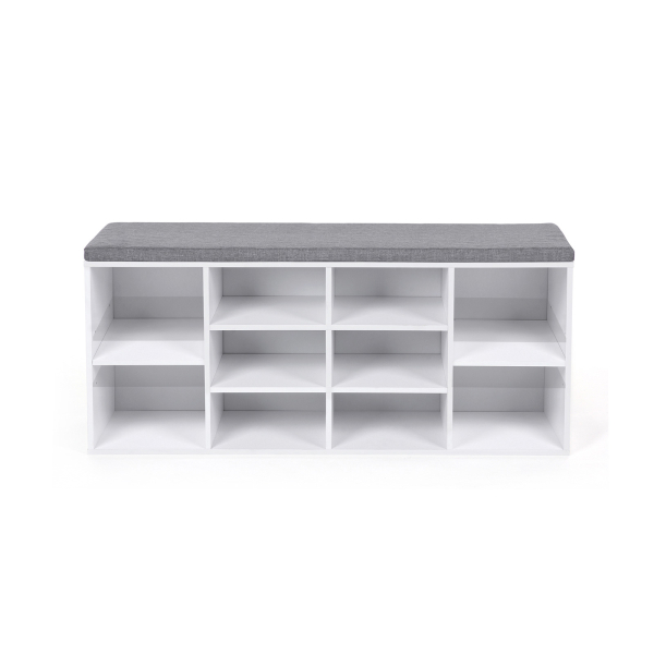 Banco de sapatos VASAGLE, prateleira para sapatos, sapateira, armário de armazenamento, 10 compartimentos, com almofada, para entrada, 104 x 30 x 48 cm, branco LHS10WT - Image 2