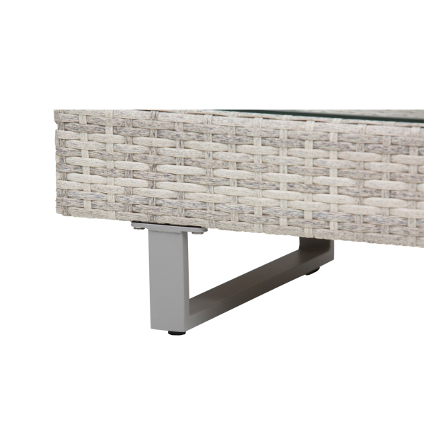 Outsunny Conjunto de Móveis de Vime 3 Peças Mesa de Centro Sofá Duplo e Sofá de 3 Lugares para Terraço Jardim Pátio Cinza - Image 7