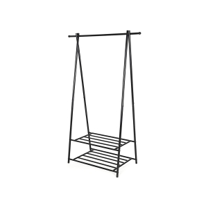 Cabideiro SONGMICS, cabideiro, cabideiro com prateleira de armazenamento de 2 níveis para sapatos e cestos, estrutura de metal, economiza espaço, ideal para quarto, entrada, escritório e muito mais, preto HSR05B