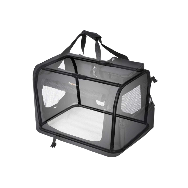 Caixa de transporte para cães FEANDREA, caixa de transporte dobrável de tecido para animais de estimação, 102 x 69 x 69 cm, preta - Image 2