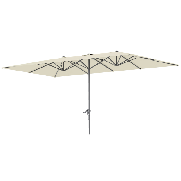 Outsunny Chapéu de Sol Duplo 4,5x2,6 m Chapéu de Sol de Jardim com Manivela Mastro de Alumínio Impermeável e Proteção UV50+ Creme