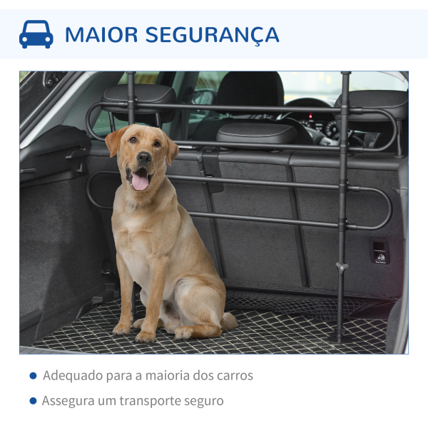 PawHut Grade de Segurança de Carro para Cães Ajustável em Largura e Altura 87-135x60x105cm Grade Separadora para Porta Malas de Carro Universal Metal Preto - Image 6