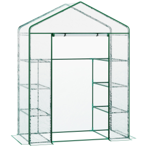 Outsunny Estufa de Jardim com 8 Prateleiras Cobertura de PVC e Estrutura de Aço 143x73x195 cm Transparente e Verde