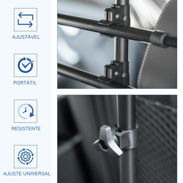 PawHut Grade de Segurança de Carro para Cães Ajustável em Largura e Altura 87-135x85x120cm Grade Separadora para Porta Malas de Carro Universal Metal Preto - Image 4