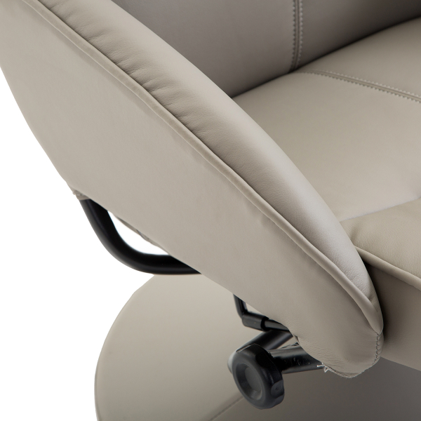 HOMCOM Poltrona Relax Reclinável até 145° com Banco de Apoio para os Pés Poltrona Giratória 360° Estofada em PU e Estrutura de Aço 78x67x98cm Cinza - Image 8