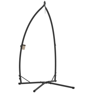 Outsunny Suporte para Cadeira Suspensa com Estrutura de Aço e Suporte para Copos Suporte para Cadeira de Baloiço 105x105x215 cm Preto