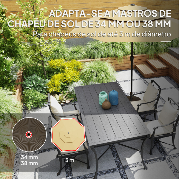 Outsunny Base para Chapéu de Sol Redonda Suporte para Chapéu de Sol Preenchível com Água 23L ou Areia 28kg Ø55x30 cm Marrom - Image 5