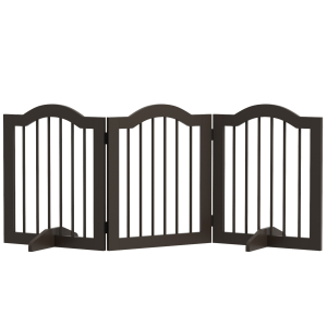 PawHut Barreira de Segurança Dobrável para Cães Pequenos Barreira de Proteção para Animais de Estimação 154,5x29,5x61 cm Marrom Escuro
