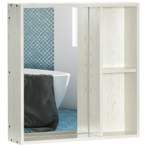 kleankin Armário de Casa de Banho com Espelho Móvel para Casa de Banho Estilo Moderno 63x15x65 cm Branco