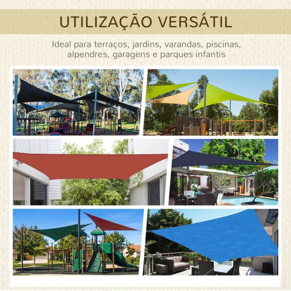 Outsunny Vela de Sombra Retangular 4x6 m Toldo Vela de HDPE com Anéis de Aço Inoxidável e Cordas para Jardim Pátio Bege - Image 8