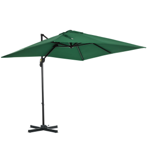 Outsunny Chapéu de Sol de Jardim Chapéu de Sol Excêntrico com Rotação 360° Inclinação de 5 Níveis com Manivela 245x245x245 cm Verde