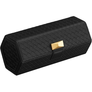 SONGMICS HOME Suporte para relógios, estojo de viagem para 3 relógios, caixa hexagonal para relógios masculinos, couro sintético com relevo, organizador de relógios com compartimento oculto, presentes de Natal para homens, tinta preta UJWB027B01