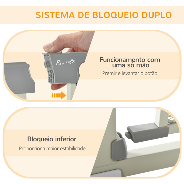 PawHut Barreira de Segurança para Cães Extensível 75-103 cm com 2 Extensões Duplo Bloqueio Fechamento Automático Cinza - Image 4