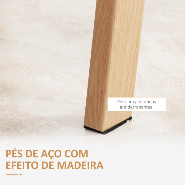 HOMCOM Mesa de Jantar para 6 Pessoas com Bancada de Vidro Temperado e Pés de Aço com Efeito de Madeira 150x75x76 cm Transparente e Madeira - Image 6