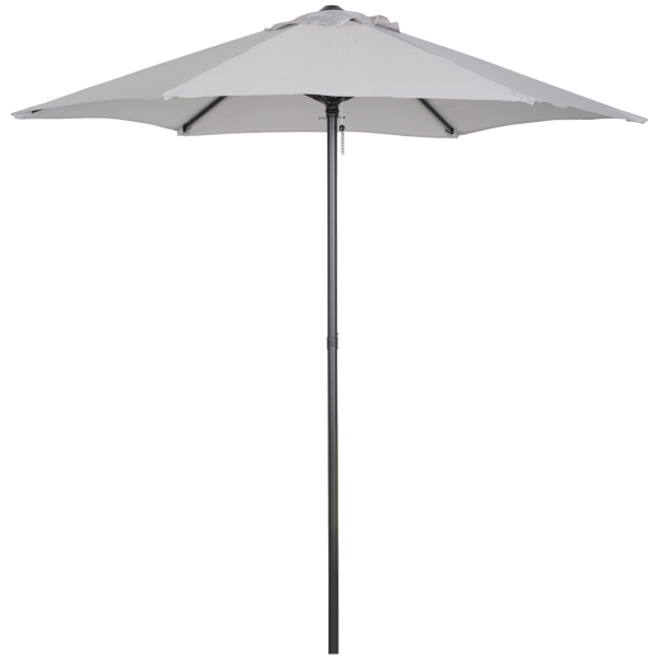Outsunny Chapéu de Sol de Jardim Ø196x204 cm com Mastro de Alumínio Manivela Teto com Ventilação Suporte de Fixação e Desmontável  Cinzento Claro