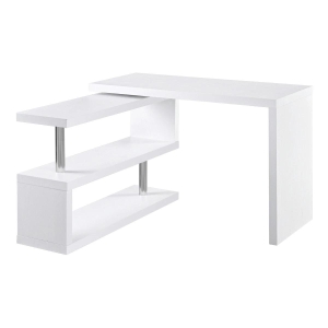 HOMCOM Secretária de Canto Giratória 360º Secretária em Forma de L com Prateleiras para Escritório Casa 114x120x76,1cm Branco