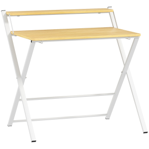HOMCOM Secretária Dobrável com Prateleira Aberta Secretária Pequena para Escritório Casa 86x66x82 cm Madeira