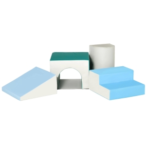 HOMCOM Conjunto de 4 Blocos de Espuma para Crianças de 1-3 Anos Figuras de Construção Brinquedo de Aprendizagem Infantil Estofado em PU 150x50x39cm Multicor
