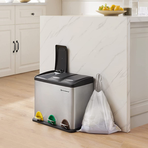 Sacos de lixo SONGMICS com cordão, sacos de lixo de 8L para 3 lixeiras de 8L da SONGMICS e 5 lixeiras de 8L, código 008A, 2 rolos, total de 90 peças, à prova d'água, para cozinha, branco KRB008A02 - Image 2