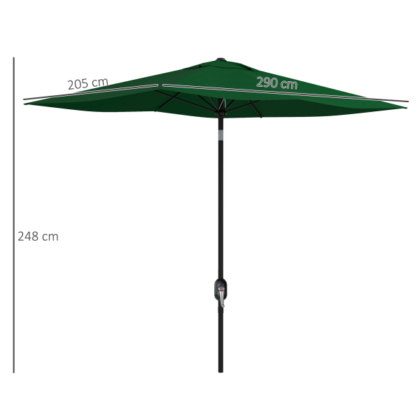 Outsunny Chapéu de Sol de Jardim 300x200x248 cm Proteção UV50+ Inclinável com Teto de Ventilação e Manivela para Terraço Verde - Image 3