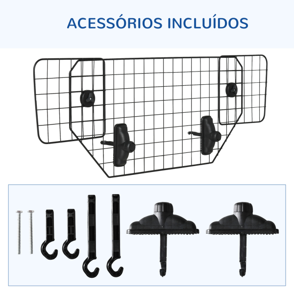 PawHut Grade de Segurança de Carro para Cães Universal Grade de Segurança para Cães com Largura Ajustável 90-120x40,5cm Preto - Image 6