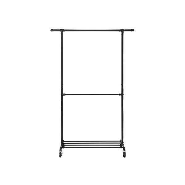 Cabideiro industrial sobre rodas SONGMICS, carga máxima de 110 kg, haste dupla para pendurar roupas, display comercial resistente, preto HSR62BK - Image 2