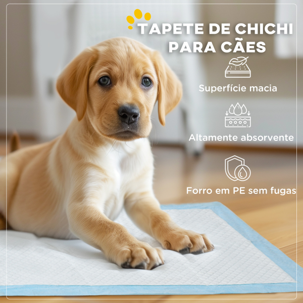 PawHut Resguardos de Treino Animais de Estimação 100 Unidades 45x30 cm Resguardos Absorventes para Cães com 6 Camadas Azul - Image 4