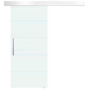 HOMCOM Porta de Correr de Vidro 90x205 cm Porta de Correr de Vidro com Trilho Translúcida