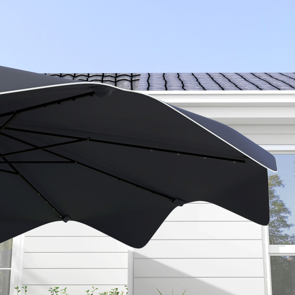 Outsunny Chapéu de Sol de Jardim Ø292x248 cm Chapéu de Sol com Manivela 32 Luzes LED Solares e 8 Hastes Cinza Escuro - Image 9