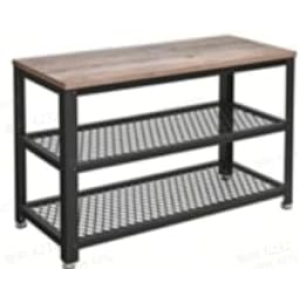 Sapateira VASAGLE com 2 prateleiras de grade para armazenamento de sapatos 30 x 100 x 45 cm para entrada, corredor, sala de estar, estrutura de metal, design industrial, cinza-preto LBS078K01