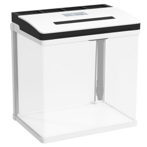 PawHut Aquário de Cristal de 13L Aquário Pequeno com Sistema de Filtração Iluminação LED e Bomba de Água 29x20x30,5 cm Branco