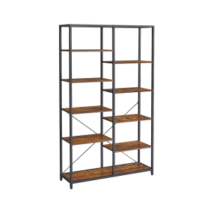 Estante VASAGLE, estante de 5 níveis, suporte de exposição vertical, para sala de estar, escritório, sala de estudo, quarto, cozinha, fácil montagem, estilo industrial, marrom rústico e preto LLS155B01