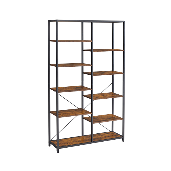 Estante VASAGLE, estante de 5 níveis, suporte de exposição vertical, para sala de estar, escritório, sala de estudo, quarto, cozinha, fácil montagem, estilo industrial, marrom rústico e preto LLS155B01