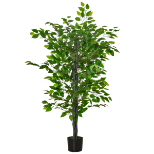 HOMCOM Planta Artificial Ficus 135 cm com Vaso 756 Folhas Planta Artificial Realista para Interior e Exterior Verde
