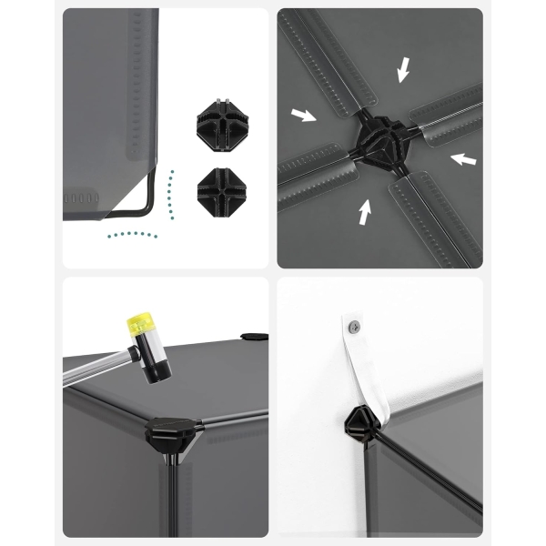 Unidade de armazenamento SONGMICS de 15 cubos, organizador modular, prateleira de plástico, separador de armário, armazenamento de sapatos, para quarto, escritório, 153 x 31 x 153 cm, cinza LPC442G01 - Image 3