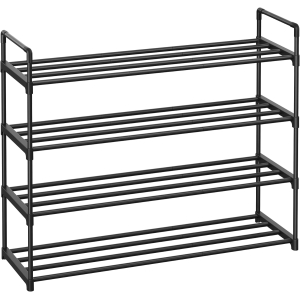 Sapateira SONGMICS, organizador de sapatos de 4 níveis, sapateira de metal para 20 pares de sapatos, fácil montagem, entrada, preta LSA14BK