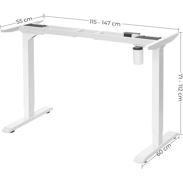 Estrutura de mesa SONGMICS, altura ajustável, estrutura de mesa, mesa elétrica, suporte de mesa com motor, comprimento ajustável, aço, branco LSD010W01V1 - Image 3
