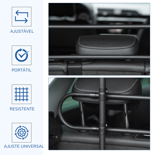 PawHut Grade de Segurança de Carro para Cães Ajustável em Largura e Altura 87-135x60x105cm Grade Separadora para Porta Malas de Carro Universal Metal Preto - Image 4