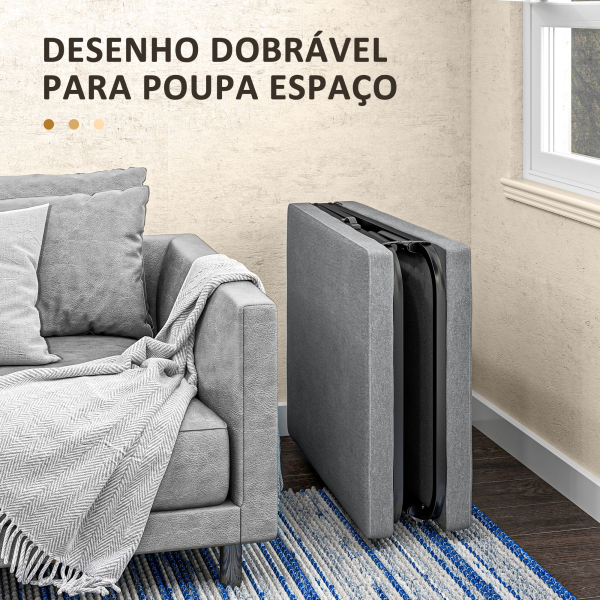 HOMCOM Cama Dobrável 70x180 cm com Colchão de Espuma Cama Dobrável com Encosto Ajustável em 5 Posições e Rodas Cinza - Image 5