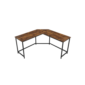 Mesa de computador em formato de L VASAGLE, mesa de canto para estudo, escritório em casa, jogos, economia de espaço, fácil montagem, design industrial, marrom rústico e preto LWD73X