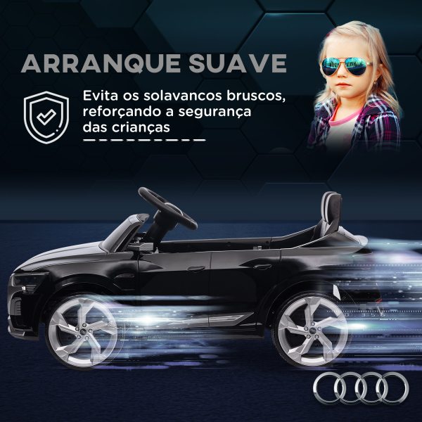 AIYAPLAY Carro Elétrico para Crianças Carro Audi Q8 Etron Sportback Infantil 12V Faróis Buzina e Música 98x49,5x43 cm Preto - Image 7