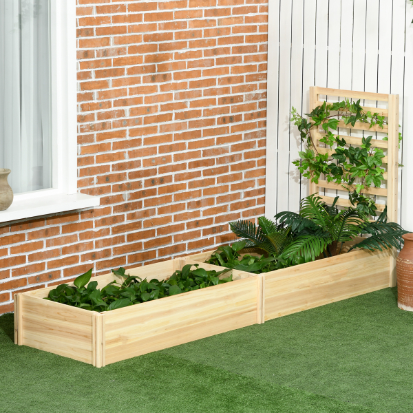 Outsunny Floreira de Madeira com Treliça para Plantas Trepadeiras e 2 Caixas de Cultivo para Pátio Varanda 230x60x110 cm Madeira - Image 2