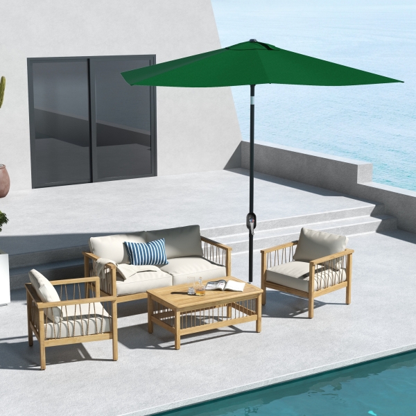 Outsunny Chapéu de Sol de Jardim 300x200x248 cm Proteção UV50+ Inclinável com Teto de Ventilação e Manivela para Terraço Verde - Image 2