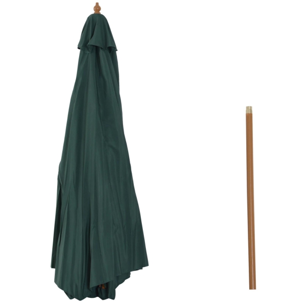 Outsunny Chapéu de Sol Ø300x250cm Chapéu de Sol com Mastro de Madeira com 8 Hastes Sistema de Polia com Fixação Verde - Image 8