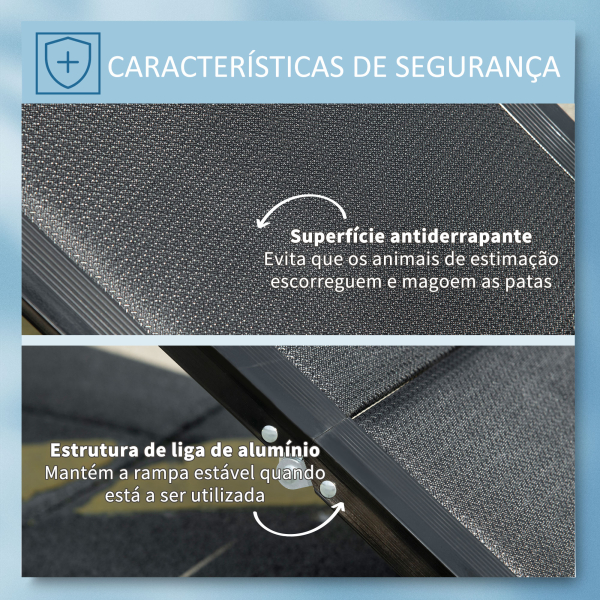 PawHut Rampa Dobrável para Cães com Superfície Antiderrapante Alça e Gancho Carga Máxima 60 kg 158x43,5x2,5 cm Preto - Image 5
