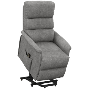 HOMCOM Poltrona Relax Reclinável Elétrica Poltrona Levanta Pessoas com Controlo Remoto e Bolso Lateral 66x90x96 cm Cinza